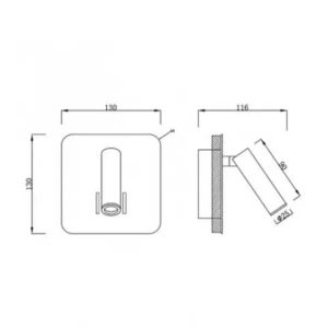 Aplique de pared LED Cayman cuadrado con lector