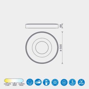 Plafón LED redondo Coin 80W dimensiones