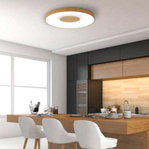 Plafón LED redondo Coin madera contexto