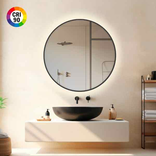 Espejo iluminado con luz LED Olbia redondo customizable Espejo iluminado con luz LED Olbia redondo customizable