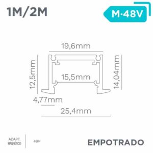 Carril magnético META Magnet DC 48V empotrado