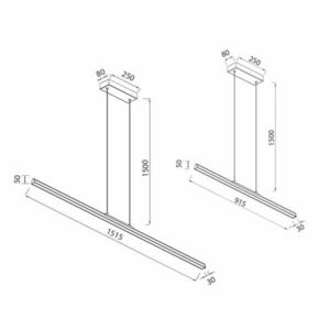 Lámpara suspendida Lineal LED luz arriba y abajo 91CM 151CM