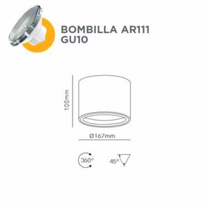 Foco superficie redondo orientable Avant AR111 / QR111 bombilla GU10