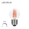 Bombilla esférica LED ROJO Filamento 4W E27 Regulable DIM