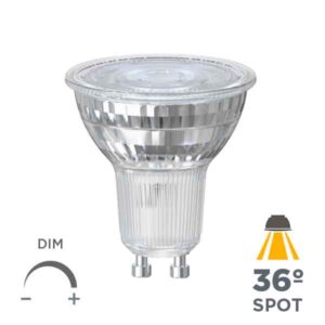 Bombilla LED GU10 6.5W 2700K 3000K 4000K Regulable DIM 36º luz puntual
