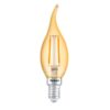 Bombilla vela candela LED Gold Filamento punta torcida 4W 2400K E14