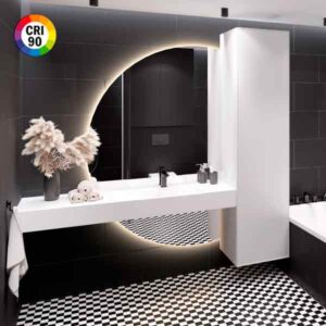 Espejo iluminado con luz LED Bari 81W media circunferencia customizable