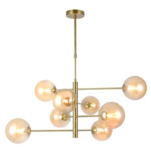 Lámpara de techo Galaxy oro viejo y globos cristal ámbar (variantes)