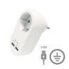 Base 2 USB DC 5V + 1 Schuko AC 250V con toma de tierra