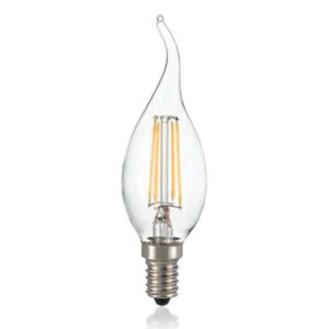 Bombilla vela candela LED Filamento 4W 3000K E14 DIM punta torcida