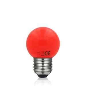 Bombilla esférica LED 1W E27 Roja