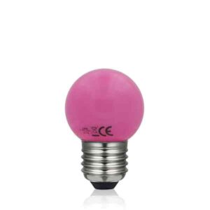 Bombilla esférica LED 1W E27 Rosa