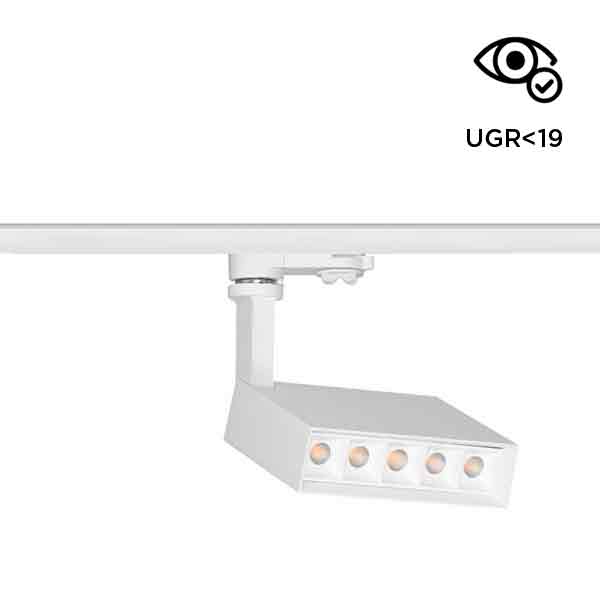 Proyector lineal LED abatible y orientable para carril trifásico 20W y 32W.jpg Proyector lineal LED abatible y orientable para carril trifásico 20W y 32W